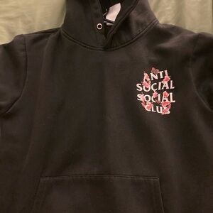 Black Hoodie with Floral Graphic